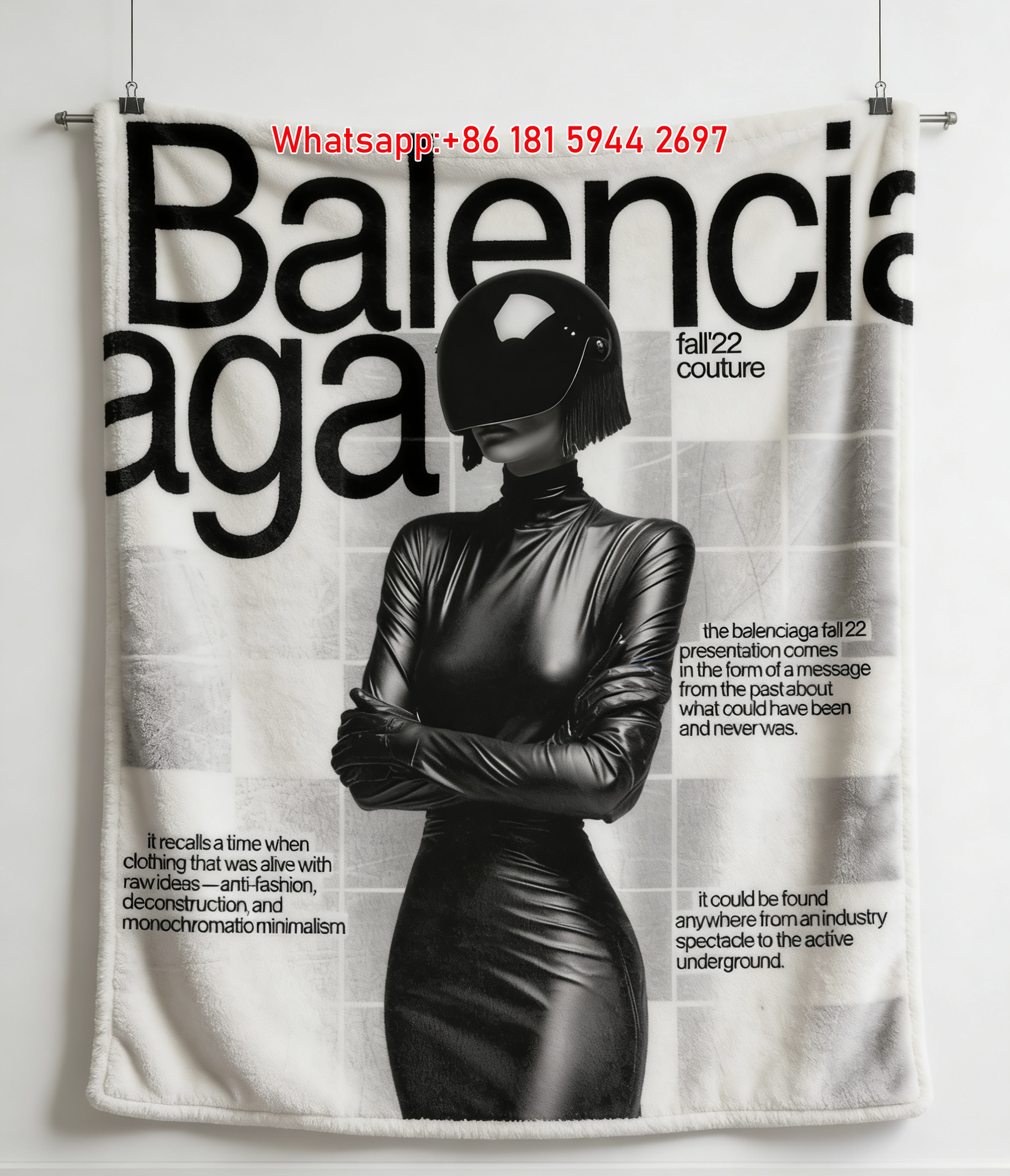 Balenciaga Fall '22 Couture Futuristic Fashion Flannel Throw Blanket for Sofa Wall Decor BA127